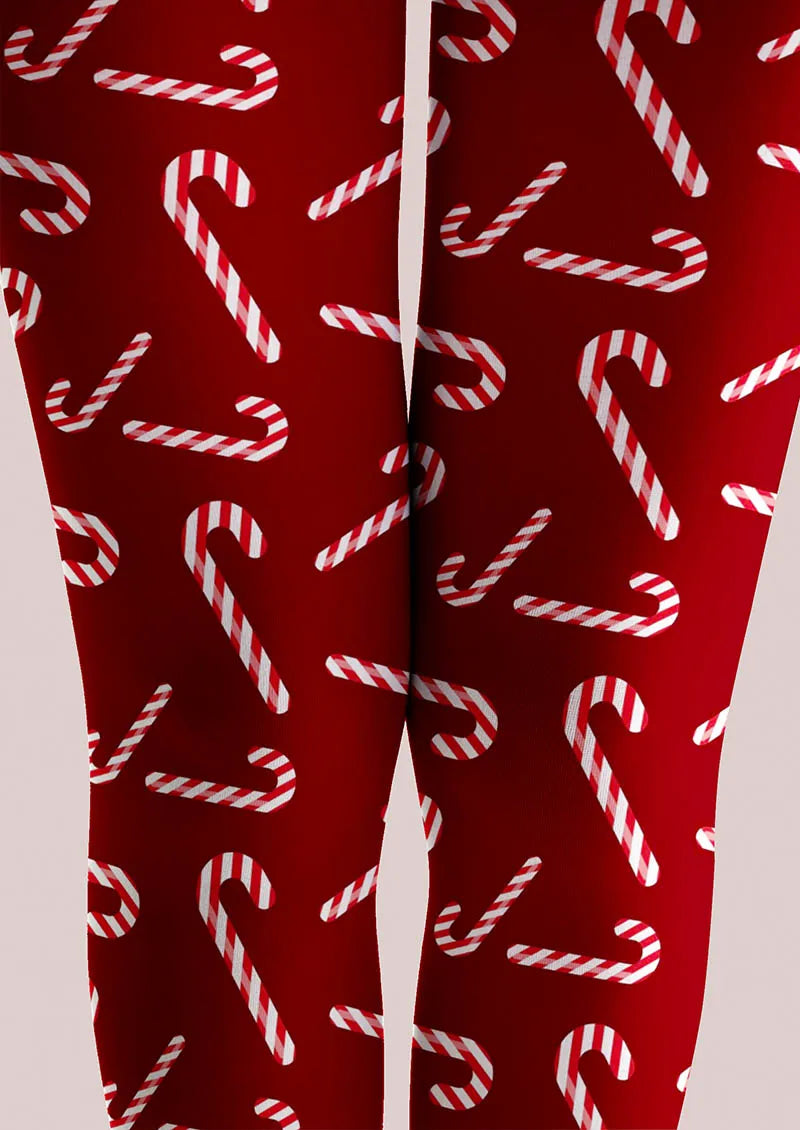 Christmas Fun Art Red Noel Tights Hosiery Pantyhose
