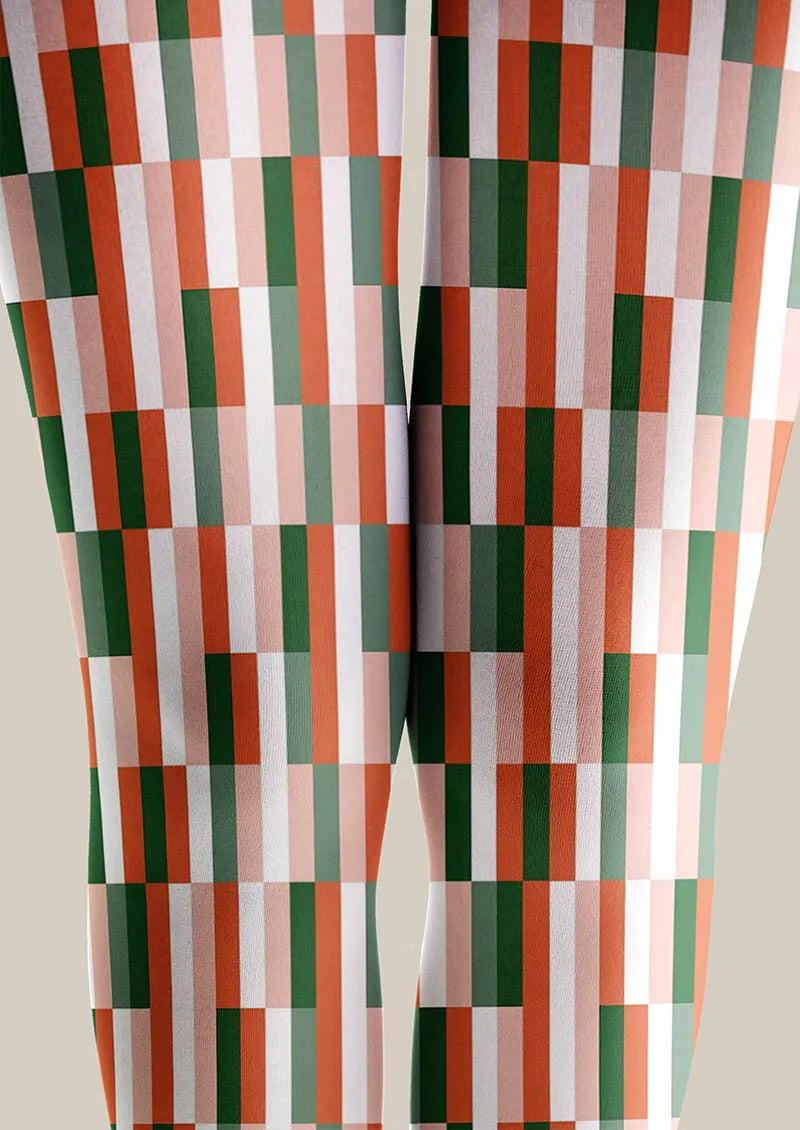 Christmas Fun Art Neon Stripes Tights Hosiery Pantyhose