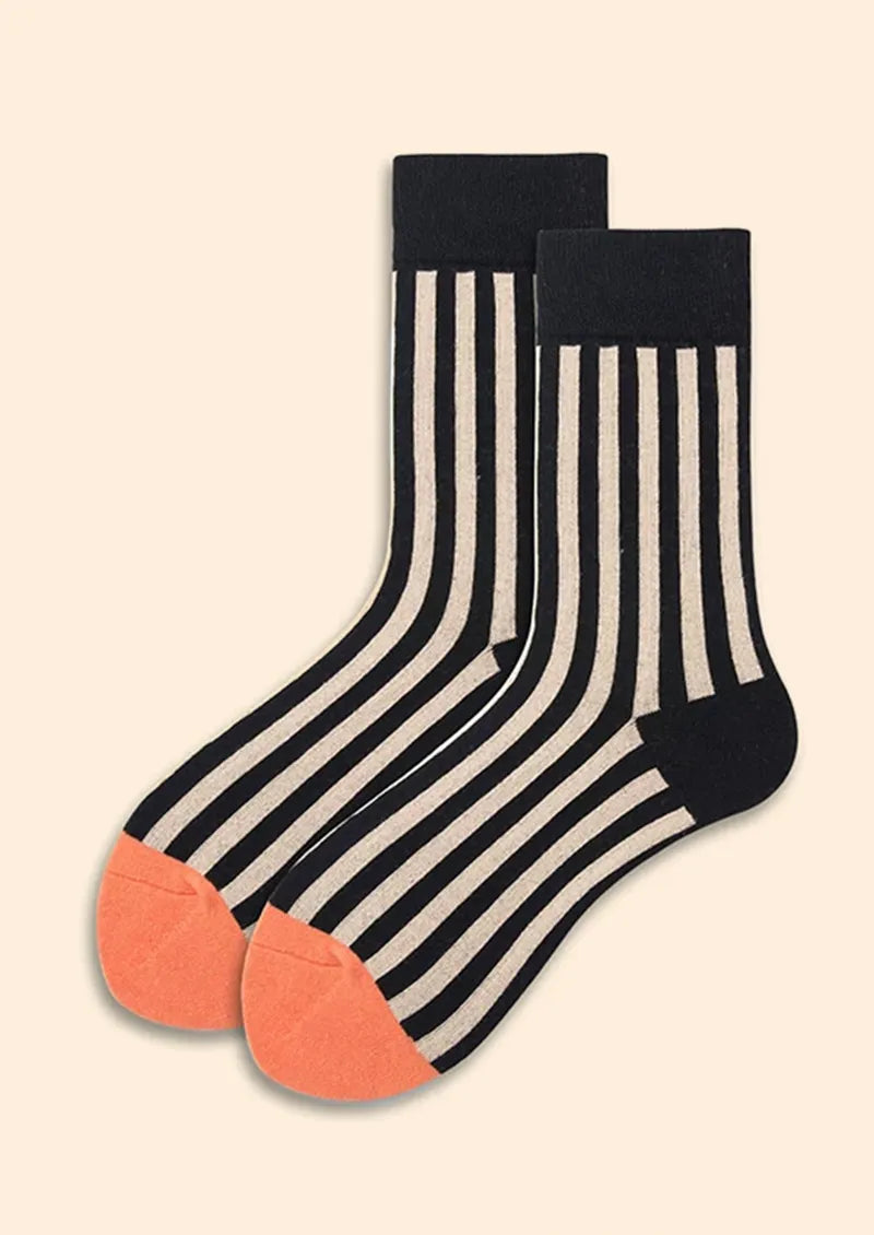 Sheer Vertical Stripe Crew Socks