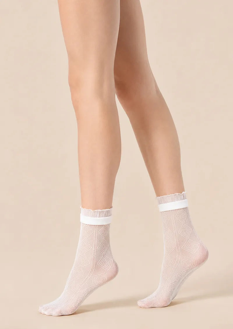 Sheer Diamond Crew Socks