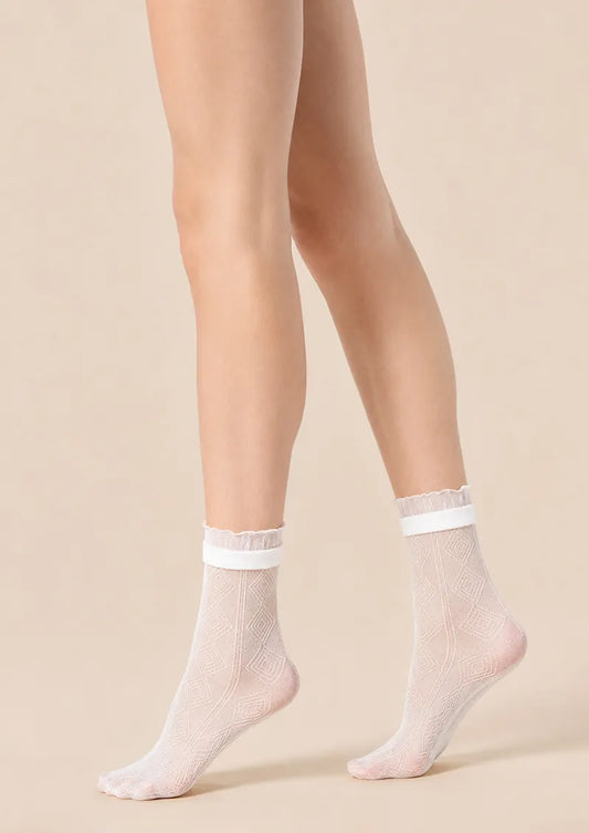 Sheer Diamond Crew Socks