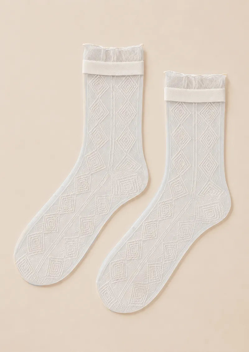 Sheer Diamond Crew Socks