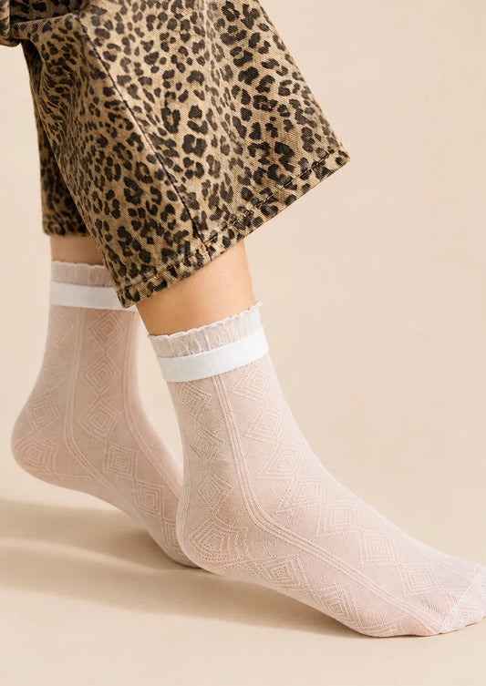 Sheer Diamond Crew Socks