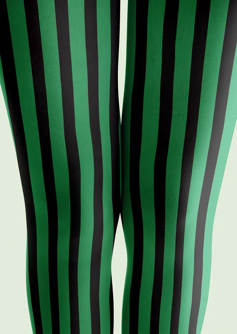 Green Shadow Stripe Tights Hosiery Pantyhose