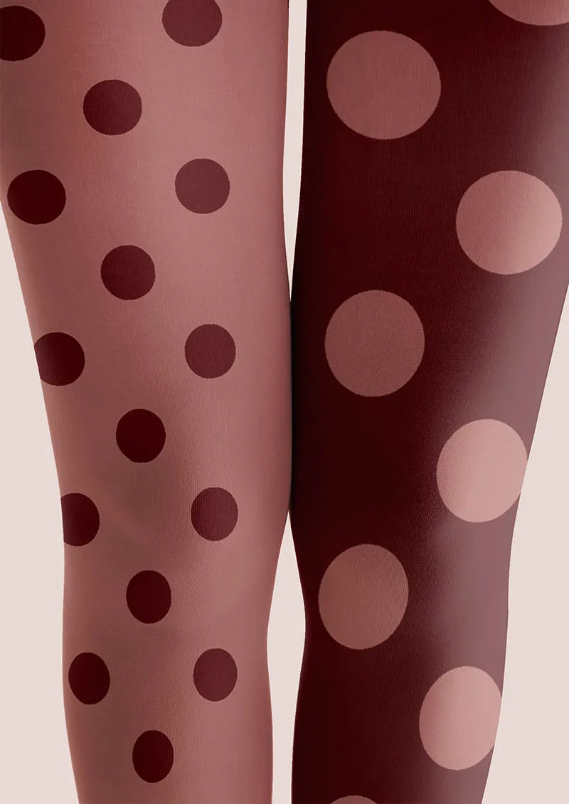 Burgundy Dots Tights Hosiery Pantyhose