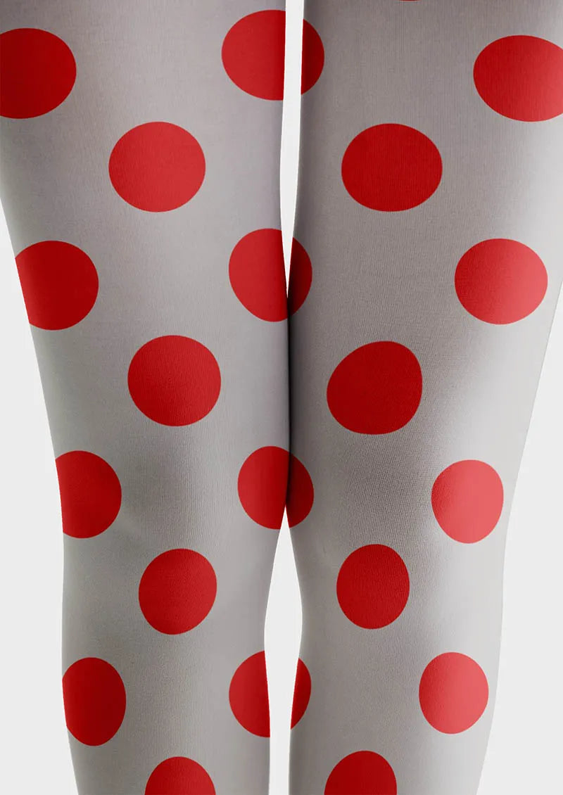 Grey-Red Dots Tights Hosiery Pantyhose