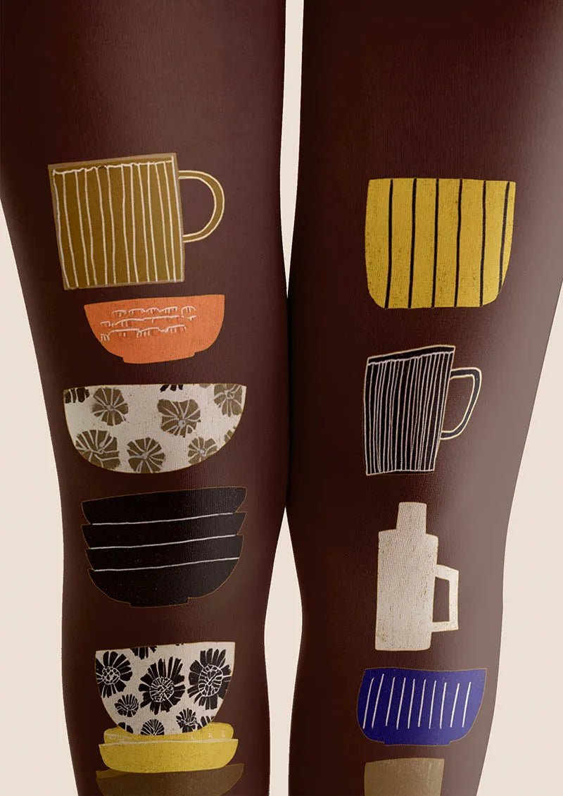 Fun Art Coffee Cup Fun Tights Hosiery Pantyhose