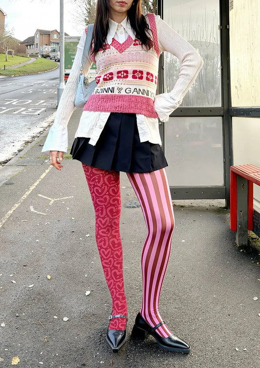 Valentine's Day Love Stripes Tights Hosiery Pantyhose