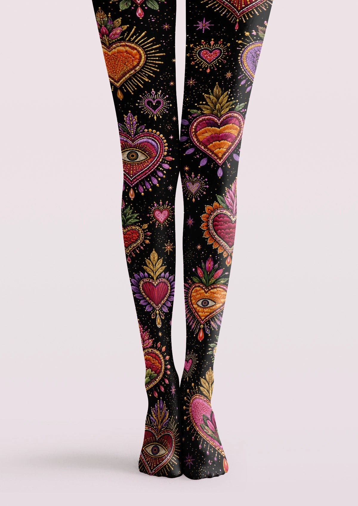Pink Heart Motif Tights