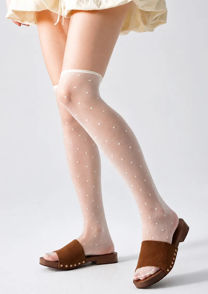 Sheer Polka Dot Knee-High Socks