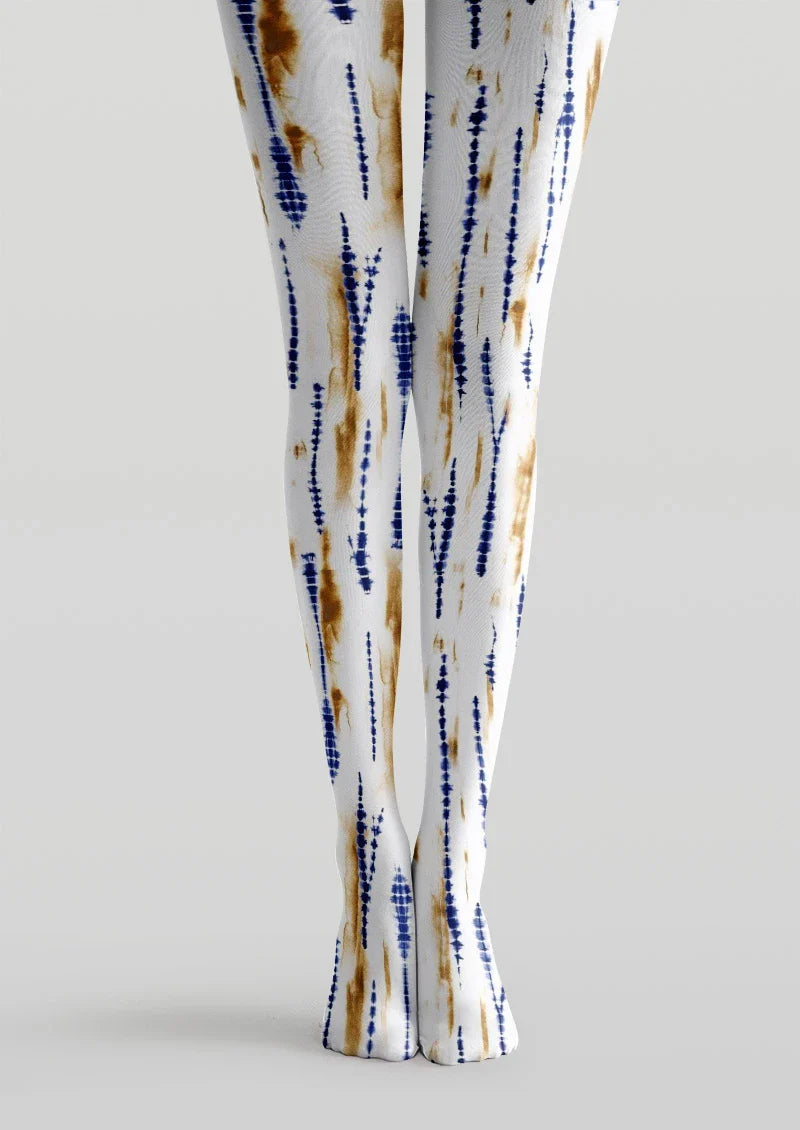 Blue Tie-Dye Linear Tights Hosiery Pantyhose