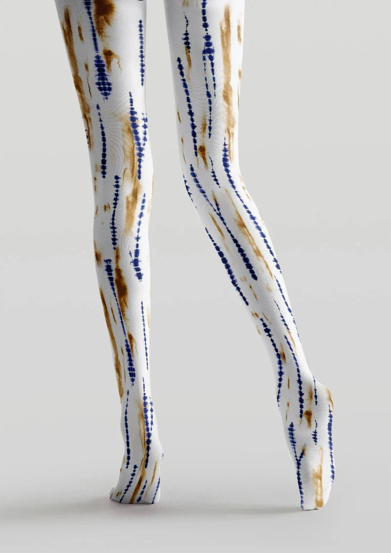 Blue Tie-Dye Linear Tights Hosiery Pantyhose