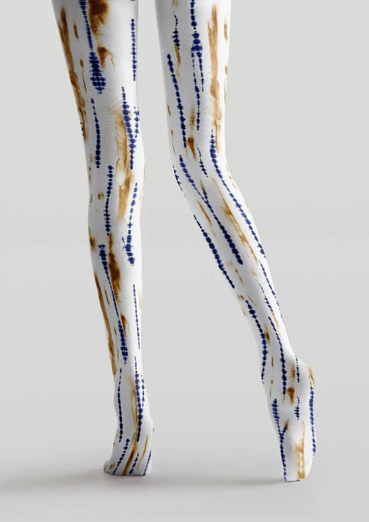 Blue Tie-Dye Linear Tights Hosiery Pantyhose
