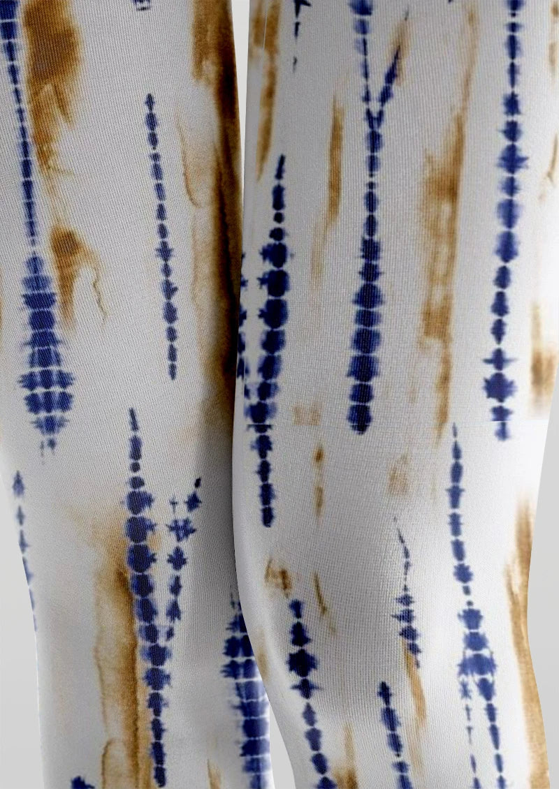 Blue Tie-Dye Linear Tights Hosiery Pantyhose