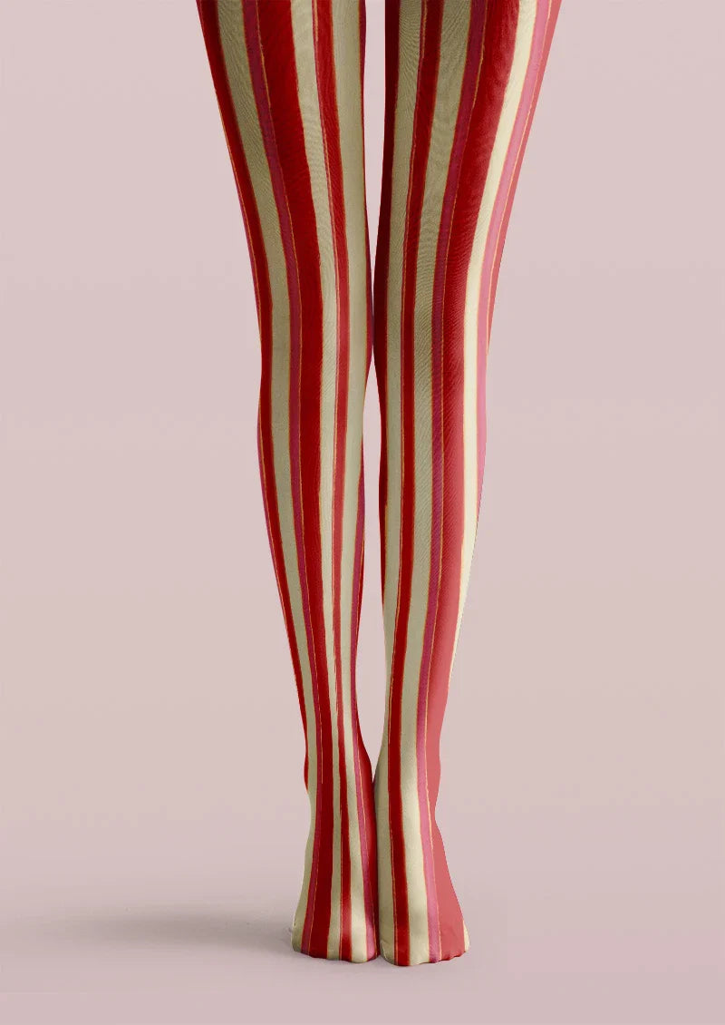 Red Wide Stripe Tights Hosiery Pantyhose