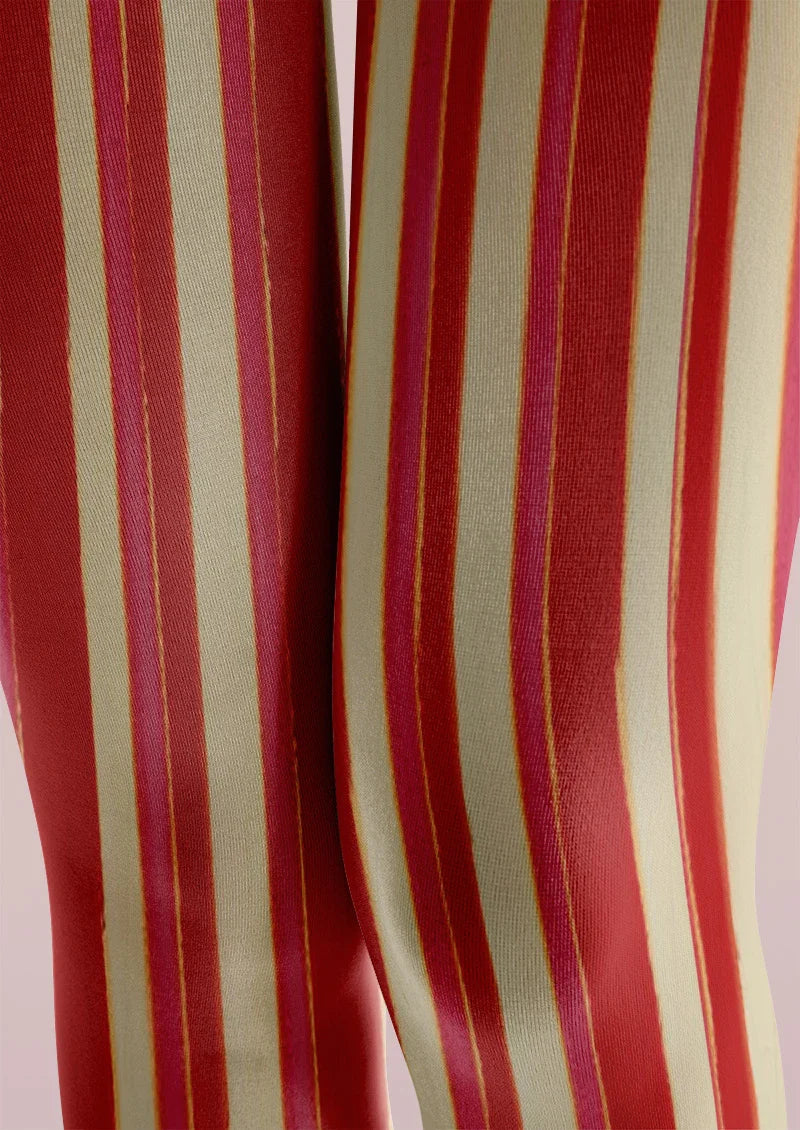 Red Wide Stripe Tights Hosiery Pantyhose