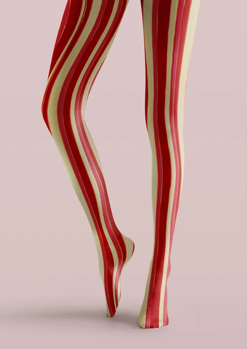 Red Wide Stripe Tights Hosiery Pantyhose
