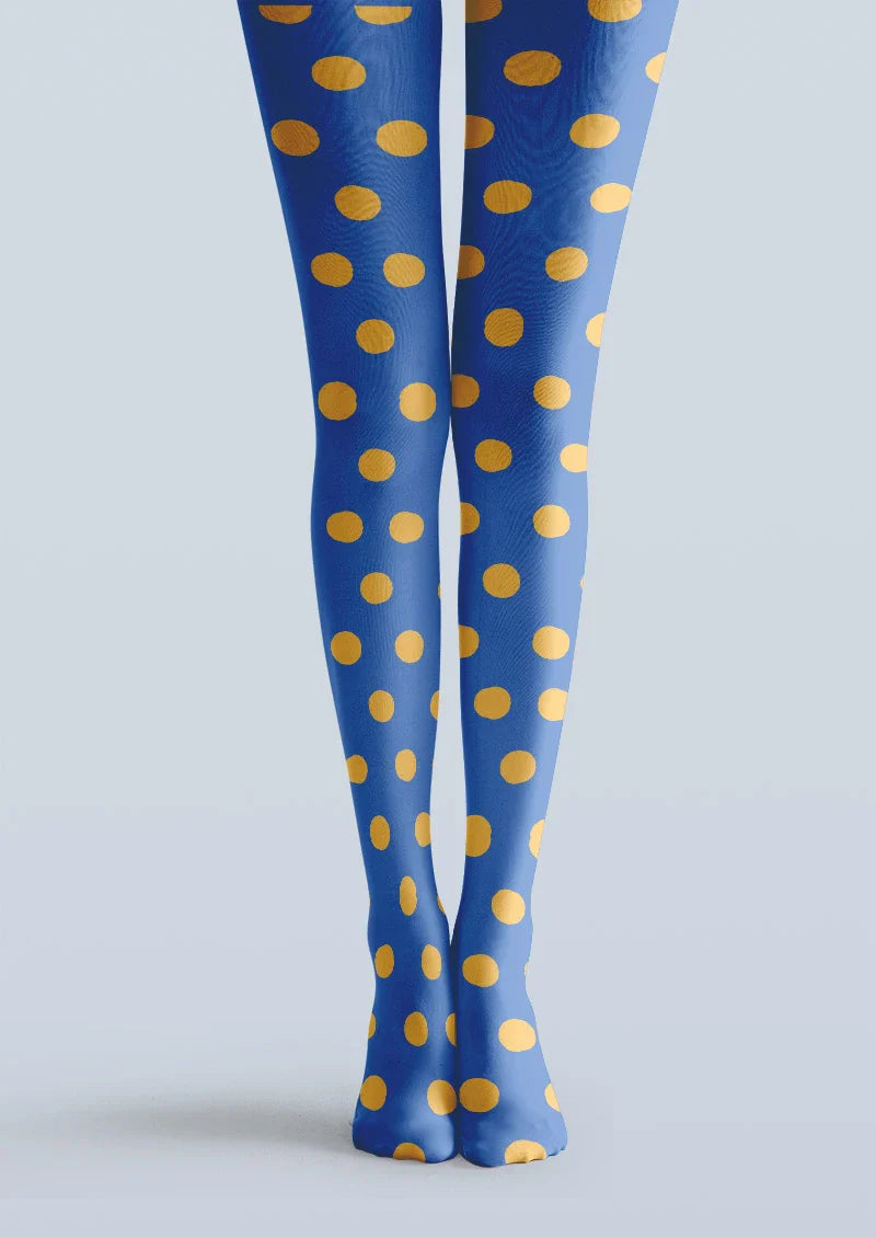 Blue Yellow Polka Dot Tights Hosiery Pantyhose