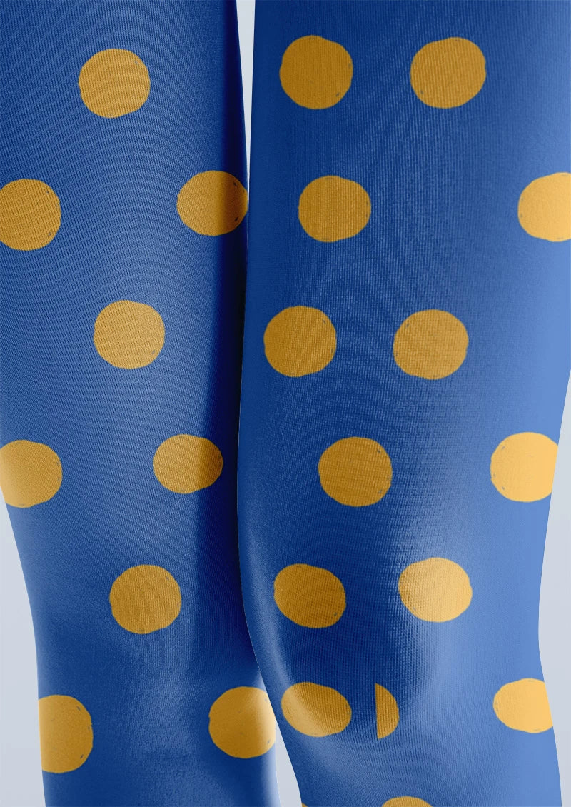 Blue Yellow Polka Dot Tights Hosiery Pantyhose