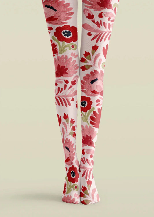 Coral Bloom Tights Hosiery Pantyhose