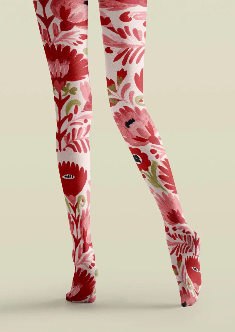 Coral Bloom Tights Hosiery Pantyhose