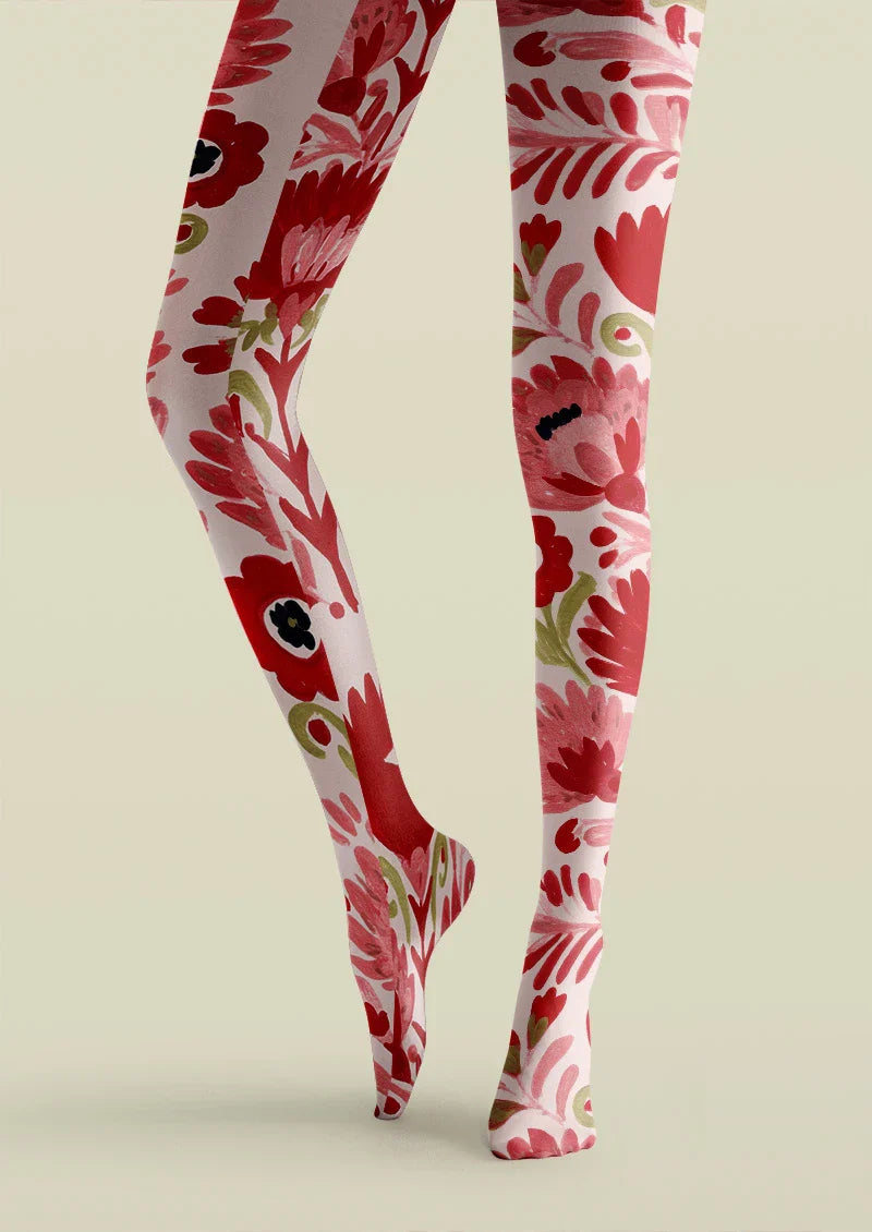 Coral Bloom Tights Hosiery Pantyhose