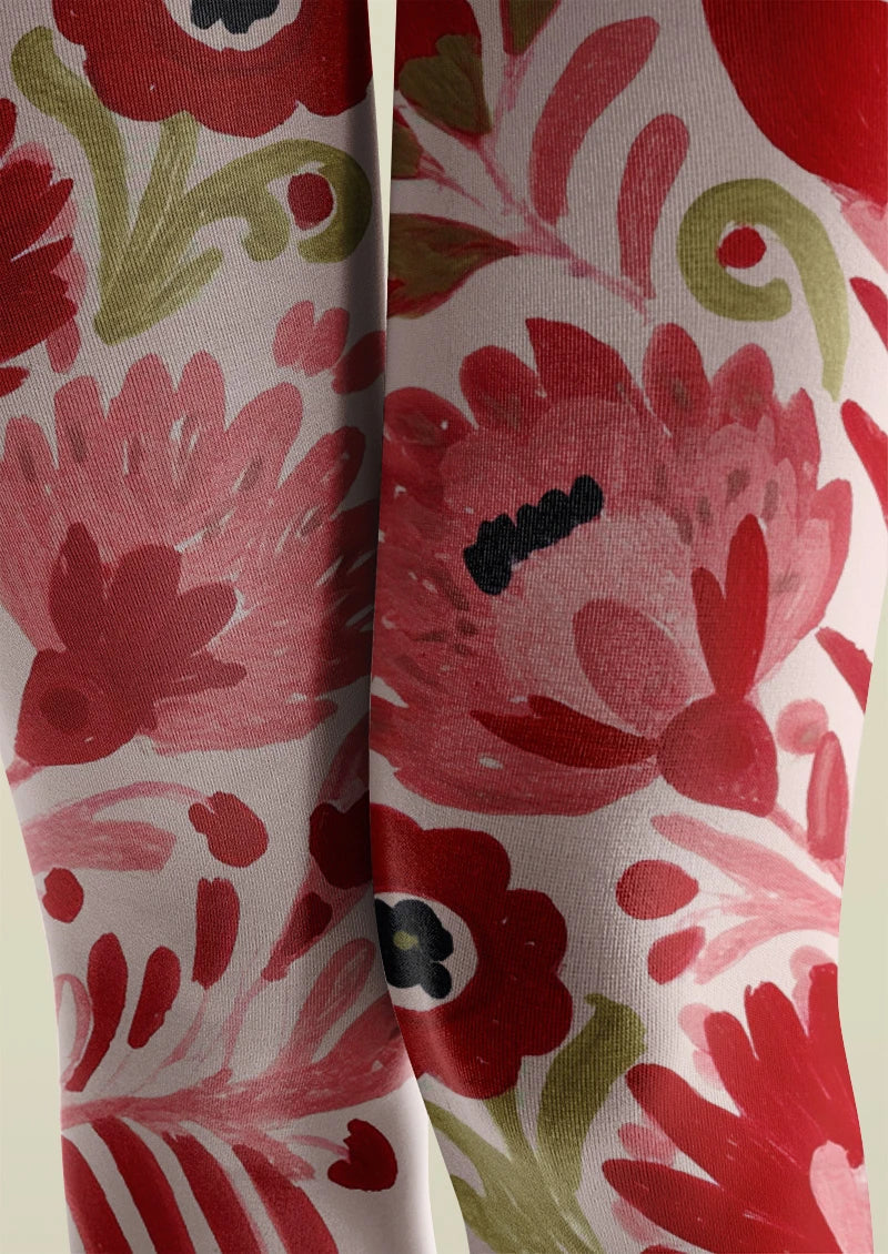 Coral Bloom Tights Hosiery Pantyhose