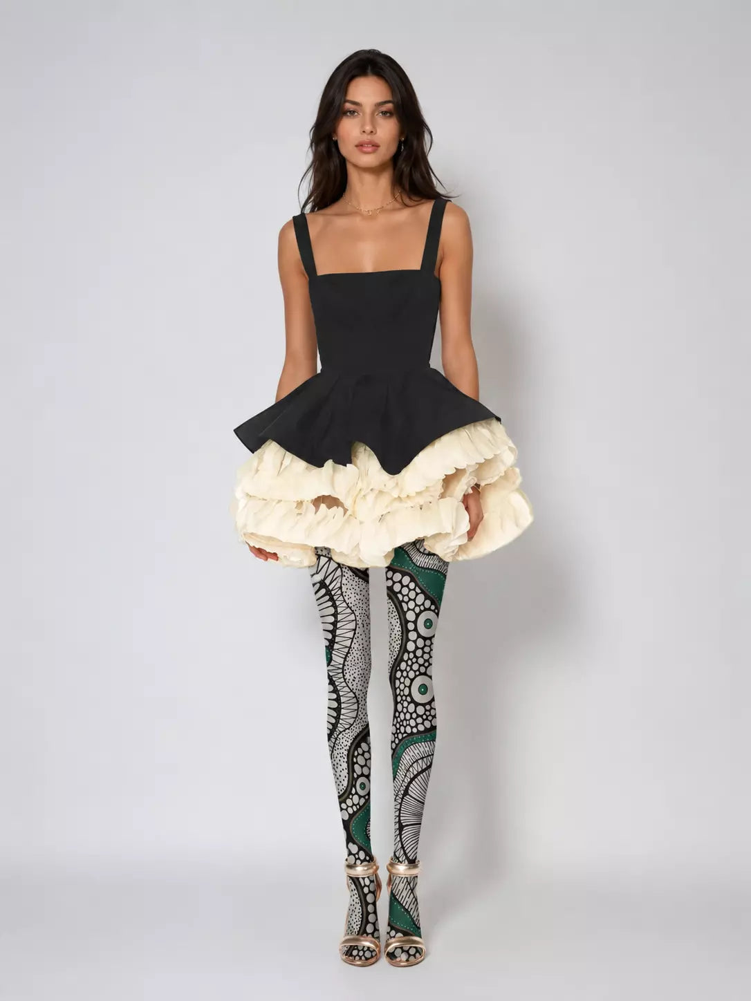 Teal Abstract Dot Graphic Tights Hosiery Pantyhose