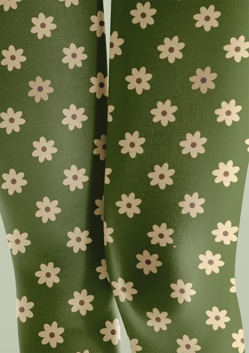 Daisycharm Floral Print Tights Hosiery Pantyhose