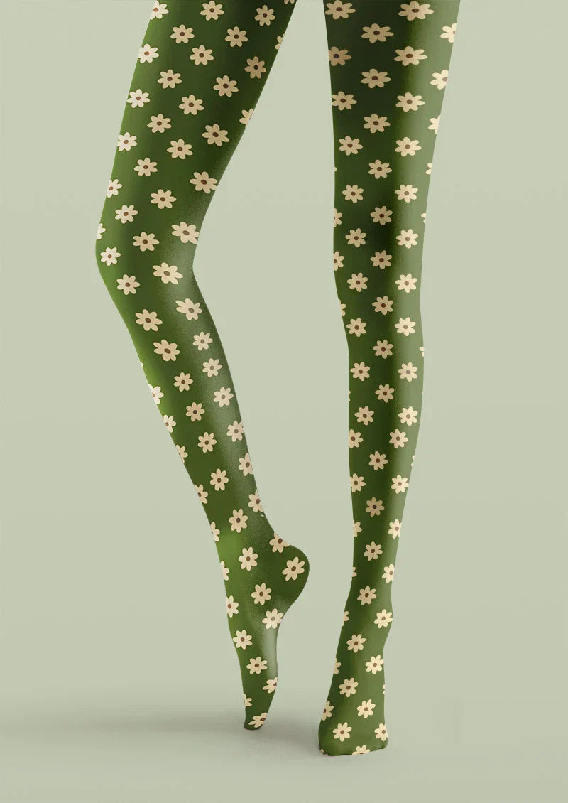 Daisycharm Floral Print Tights Hosiery Pantyhose
