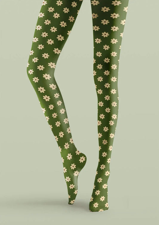 Daisycharm Floral Print Tights Hosiery Pantyhose