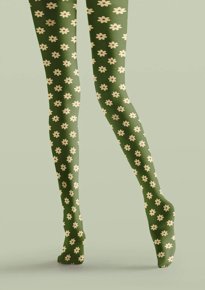 Daisycharm Floral Print Tights Hosiery Pantyhose