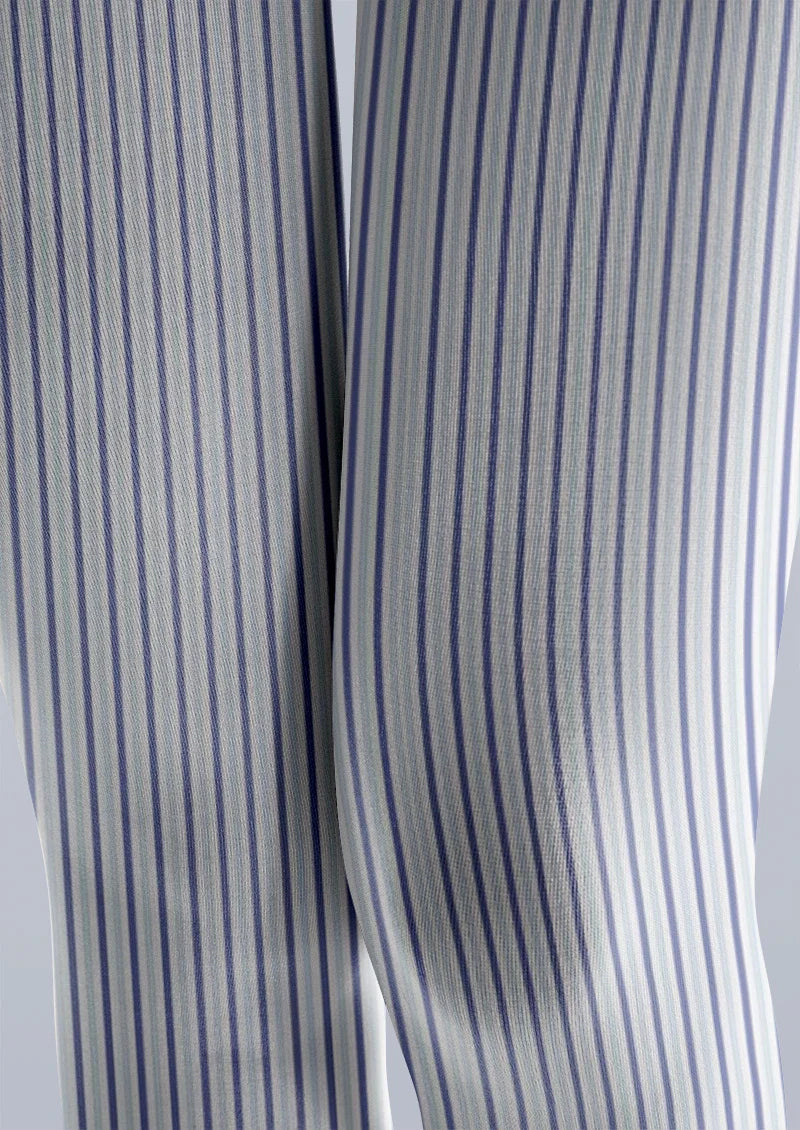 Blue Pinstripe Two-Tone Tights Hosiery Pantyhose