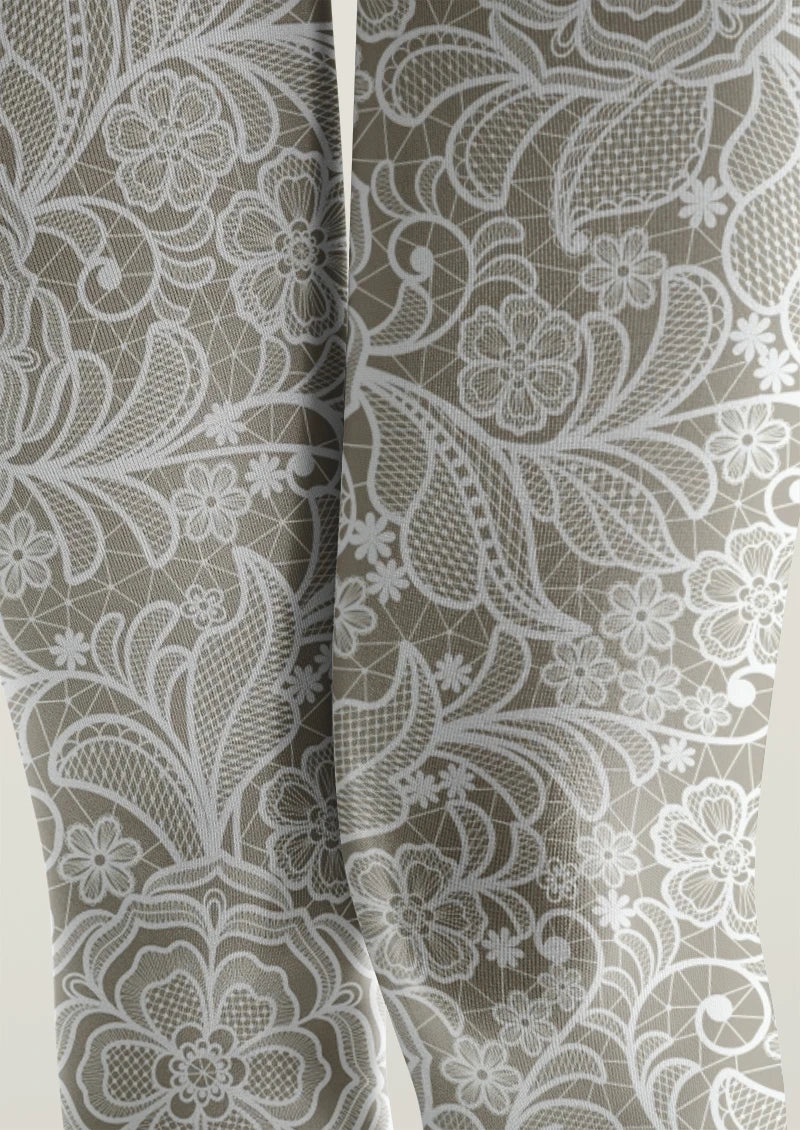 White Lace Garden Tights Hosiery Pantyhose
