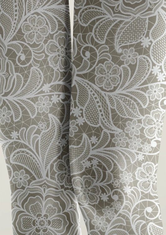 White Lace Garden Tights Hosiery Pantyhose