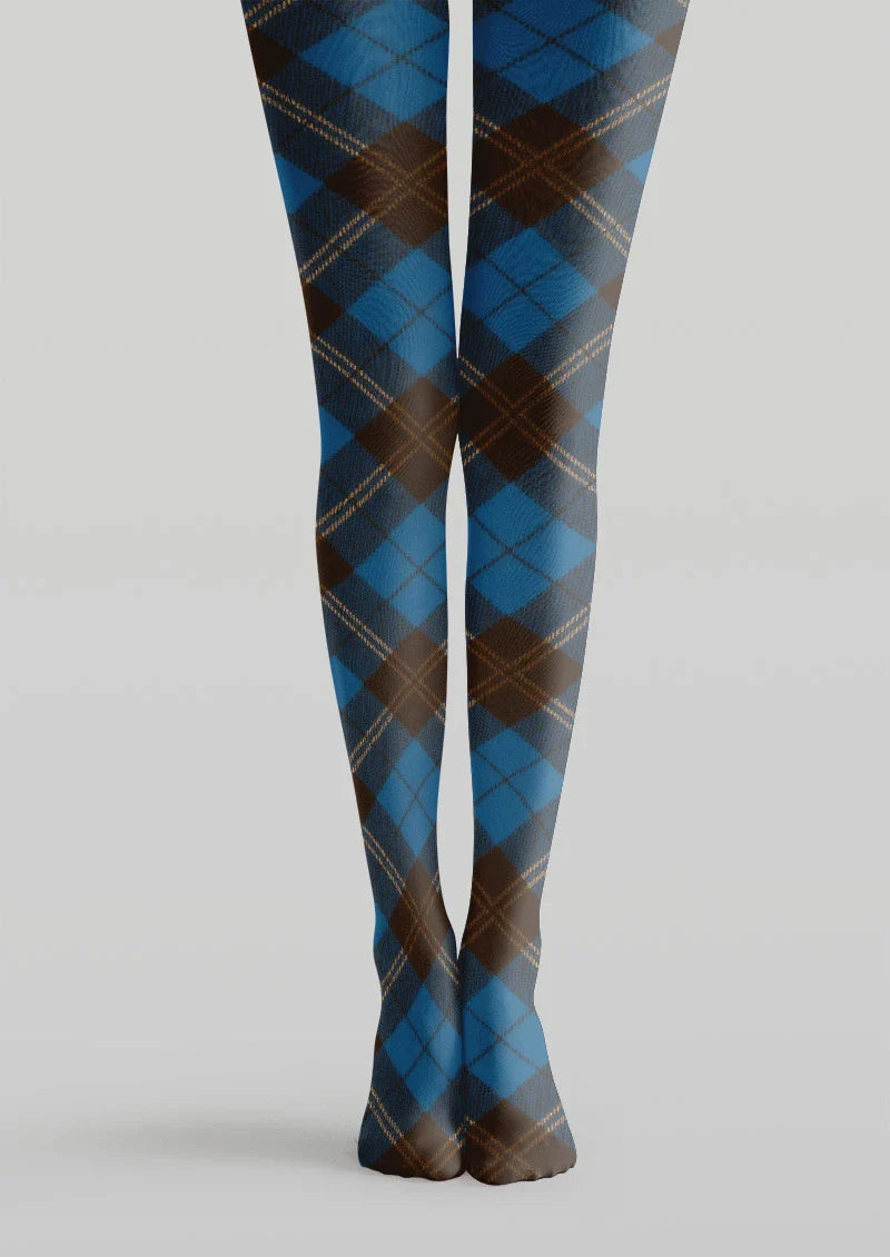 Blue & Brown Argyle Tights Hosiery Pantyhose