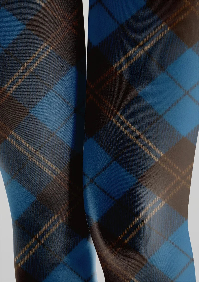 Blue & Brown Argyle Tights Hosiery Pantyhose