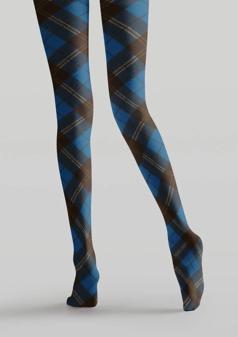 Blue & Brown Argyle Tights Hosiery Pantyhose