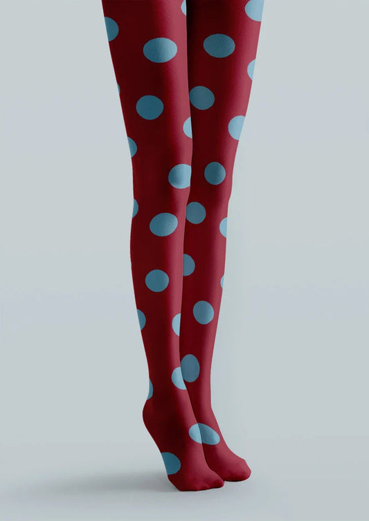 Red & Blue Polka Dot Tights Hosiery Pantyhose