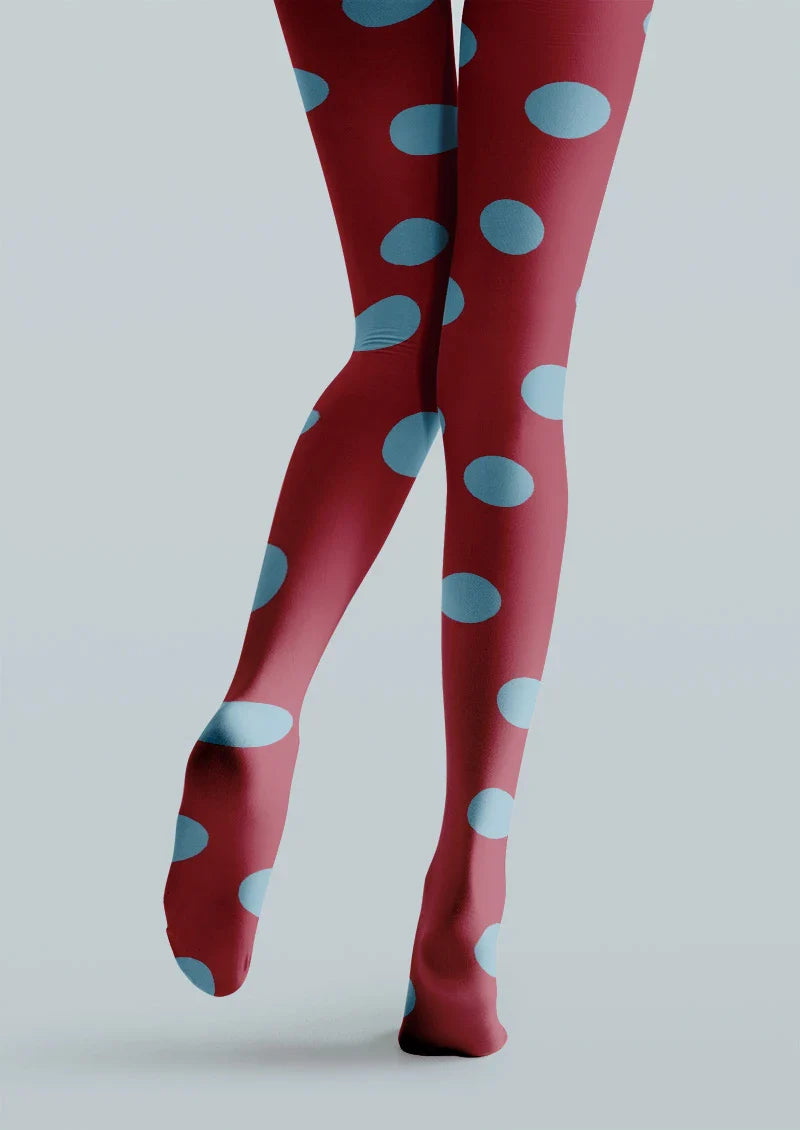Red & Blue Polka Dot Tights Hosiery Pantyhose