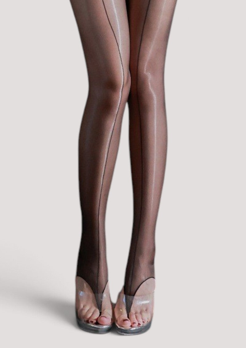 Aurora Gloss Back-Seam Split-Toe Sheer Tights