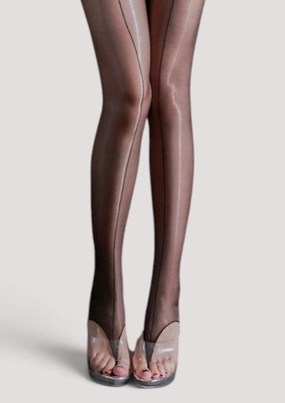 Aurora Gloss Back-Seam Split-Toe Sheer Tights