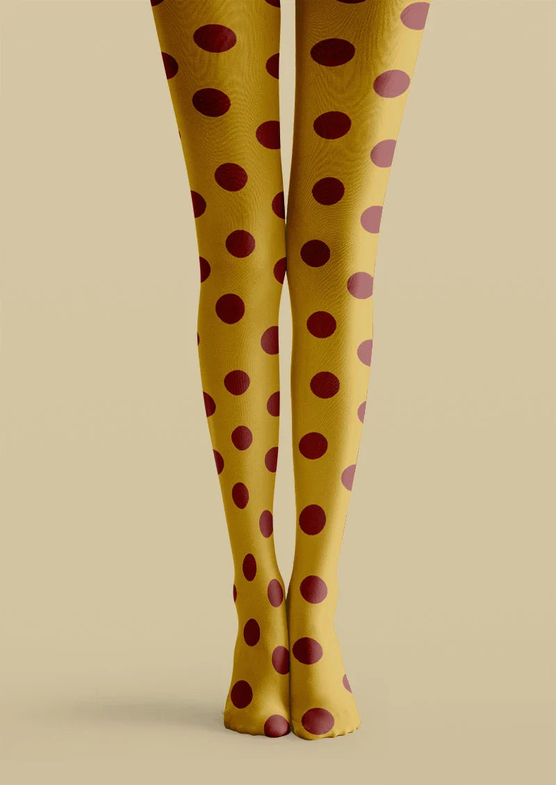 Yellow & Red Polka Dot Tights Hosiery Pantyhose