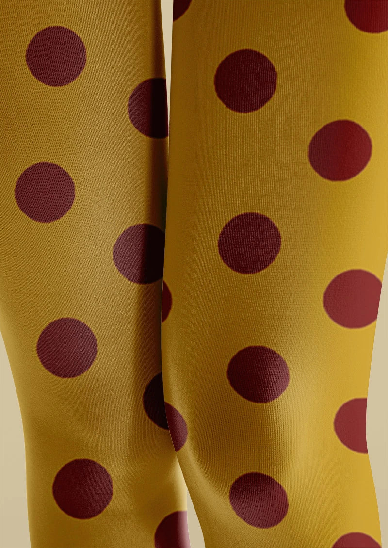 Yellow & Red Polka Dot Tights Hosiery Pantyhose