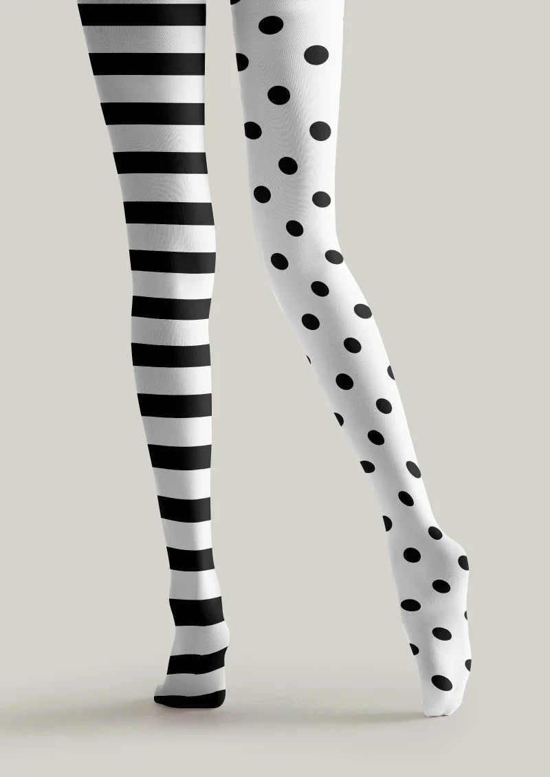 Striped Polka Dot Contrast Tights Hosiery Pantyhose