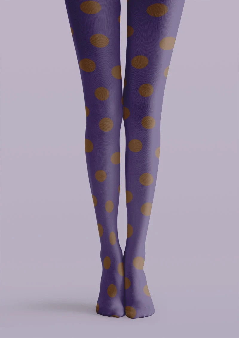 Purple & Gold Polka Dot Tights Hosiery Pantyhose