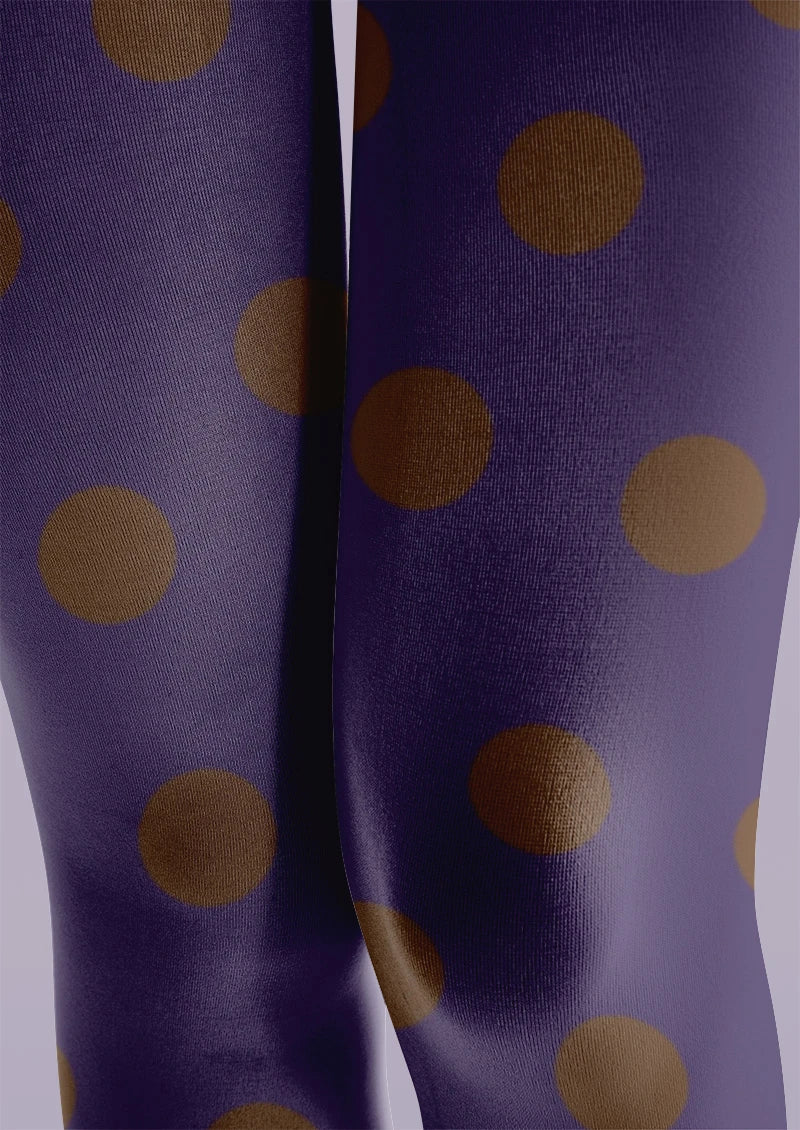 Purple & Gold Polka Dot Tights Hosiery Pantyhose