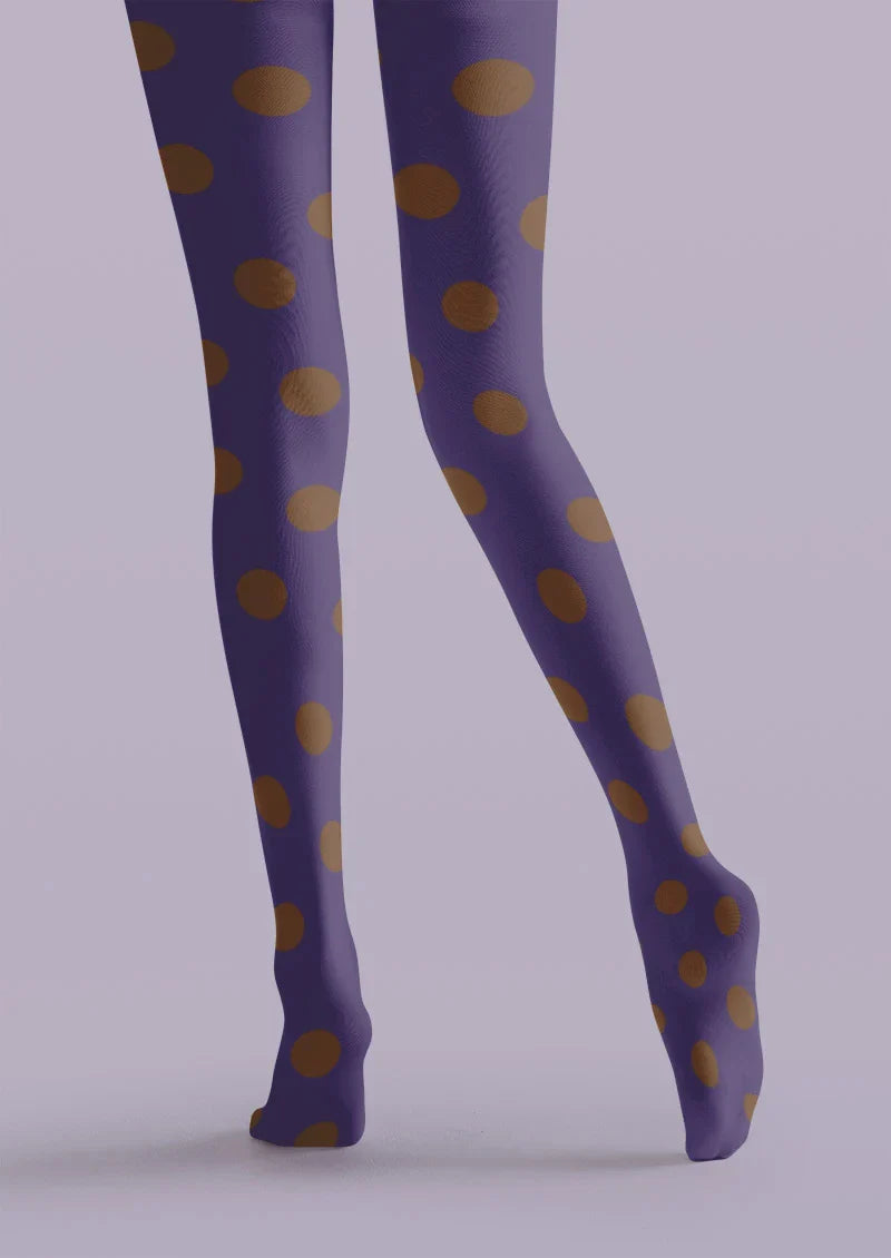 Purple & Gold Polka Dot Tights Hosiery Pantyhose