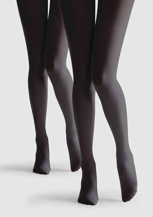 Silky Comfort Velvet Touch Tights Hosiery Pantyhose 2pc - Black