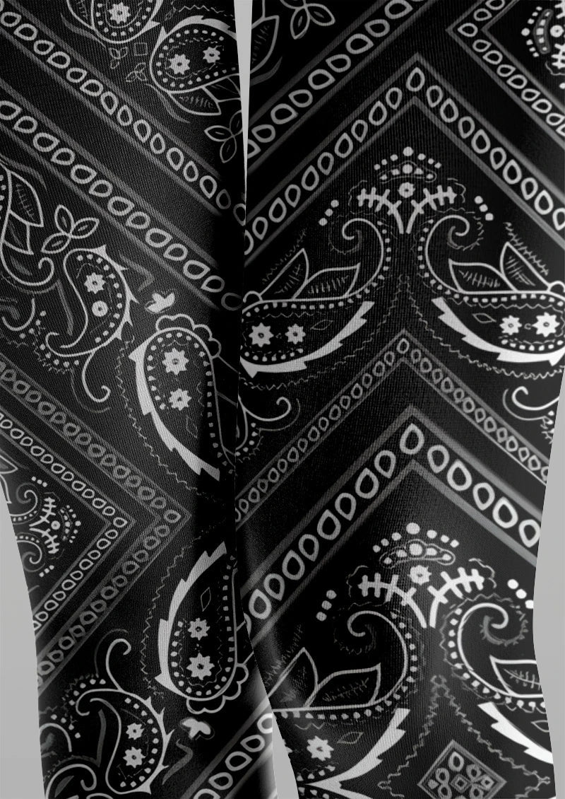 Black & White paisley Tights Hosiery Pantyhose